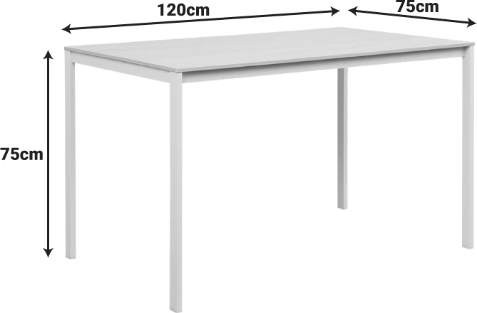 Tavolinë Faragio, ngjyrë natyrale, këmbë metalike të bardha, 120x75x75cm