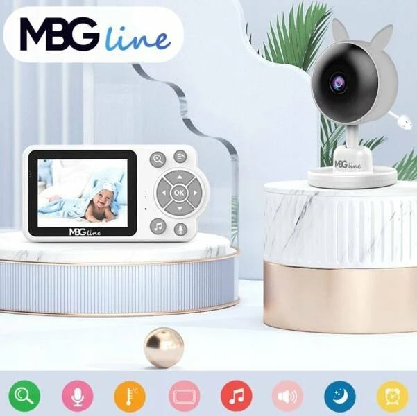 Monitor bebe MBG Line Care C3, 2.8\" LCD, wireless 2.4GHz, kamerë 480p, night mode, ZOOM 2x/4x, bateri 2600mAh, i bardhë