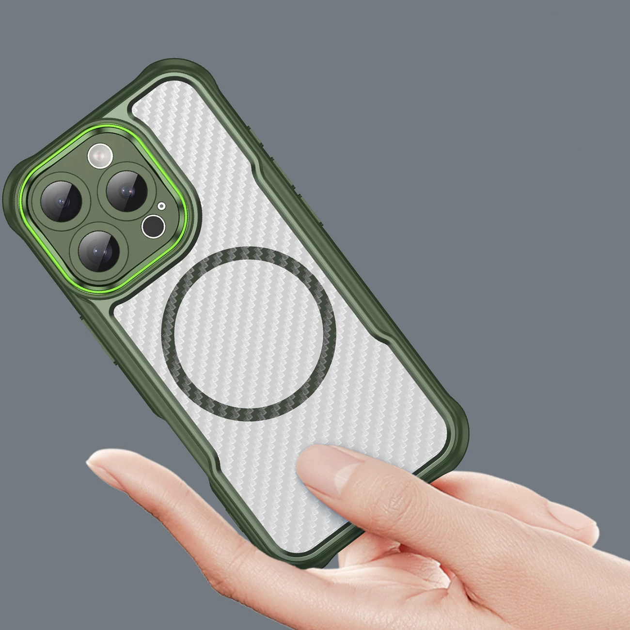 Mbështjellës Hurtel Leading Series MagSafe për iPhone 16 Pro, TPU, i gjelbër