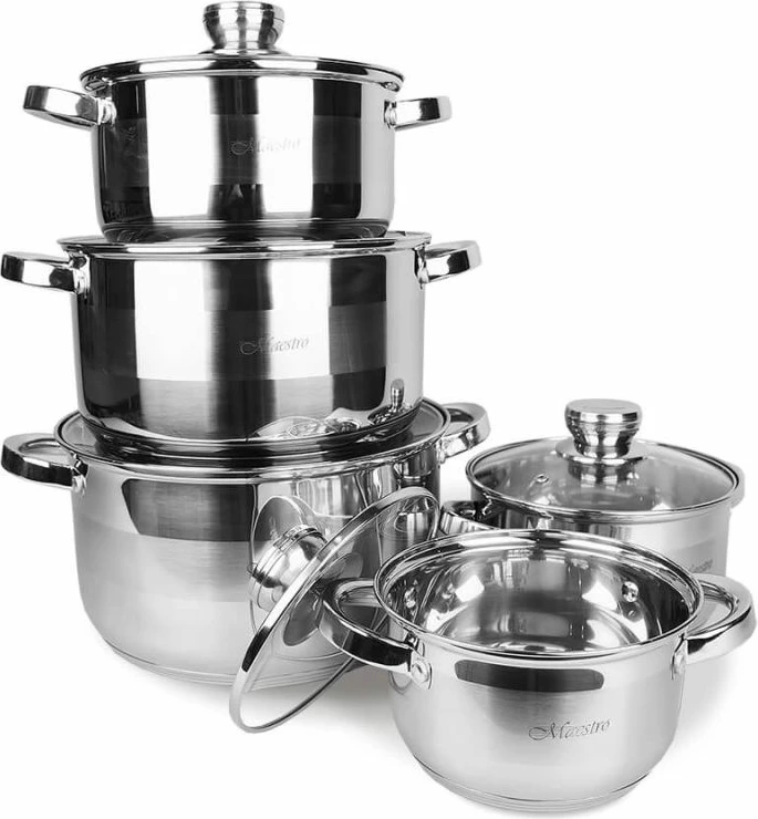 Set tenxhere MAESTRO MR-2220-10, 10 copë, inox