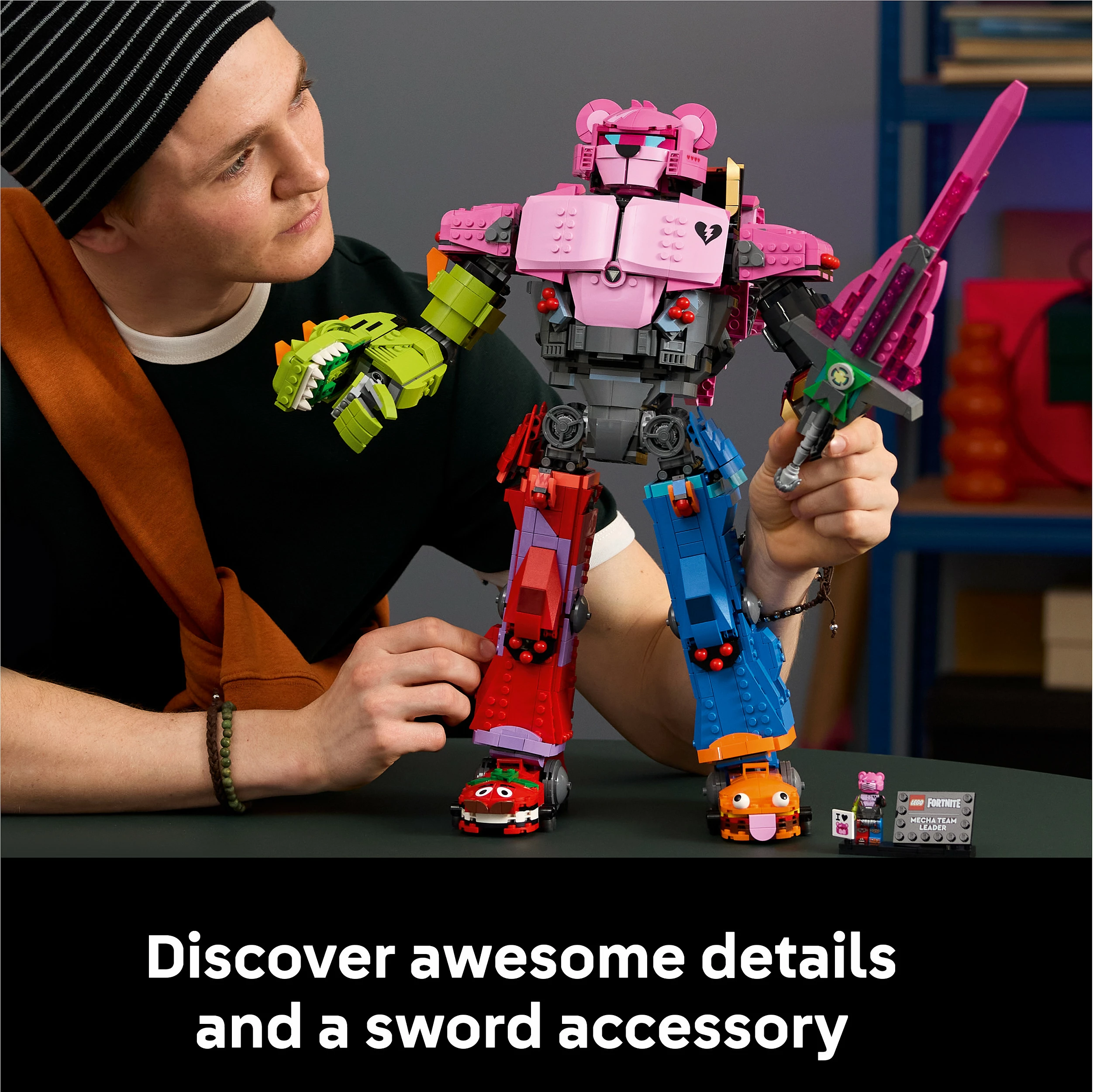 Set ndërtimi LEGO Fortnite Mecha Team Leader 77078, 2503 copë, figurë mech 45 cm, multikolor