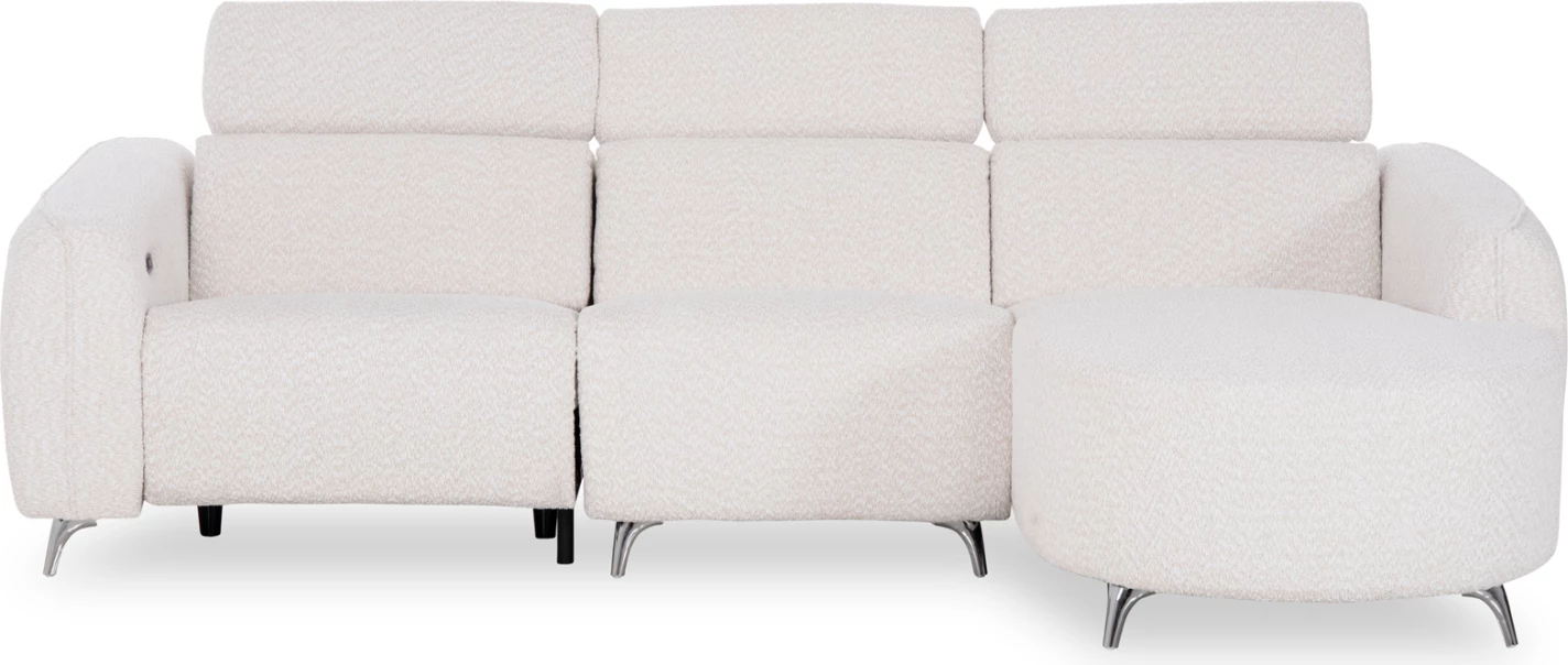 Kënd i djathtë divan 3-vendësh me recline, stof teddy bezhë, VALENTE CD3317.02R, 275x160x104cm