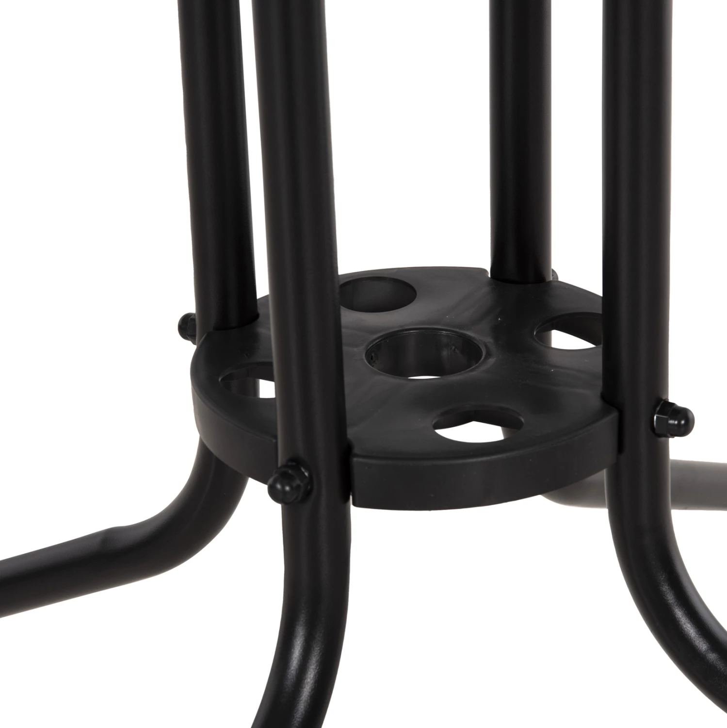 Tavolinë e jashtme katrore FIGO FH5972.03, metalike e zezë me sipërfaqe tavoline prej xhami, 80x80x71 cm