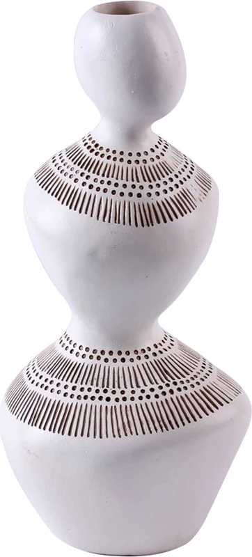 Vazo dekorative OVOCIE 1, polirezine, e bardhë-kafe, 14x12x28cm