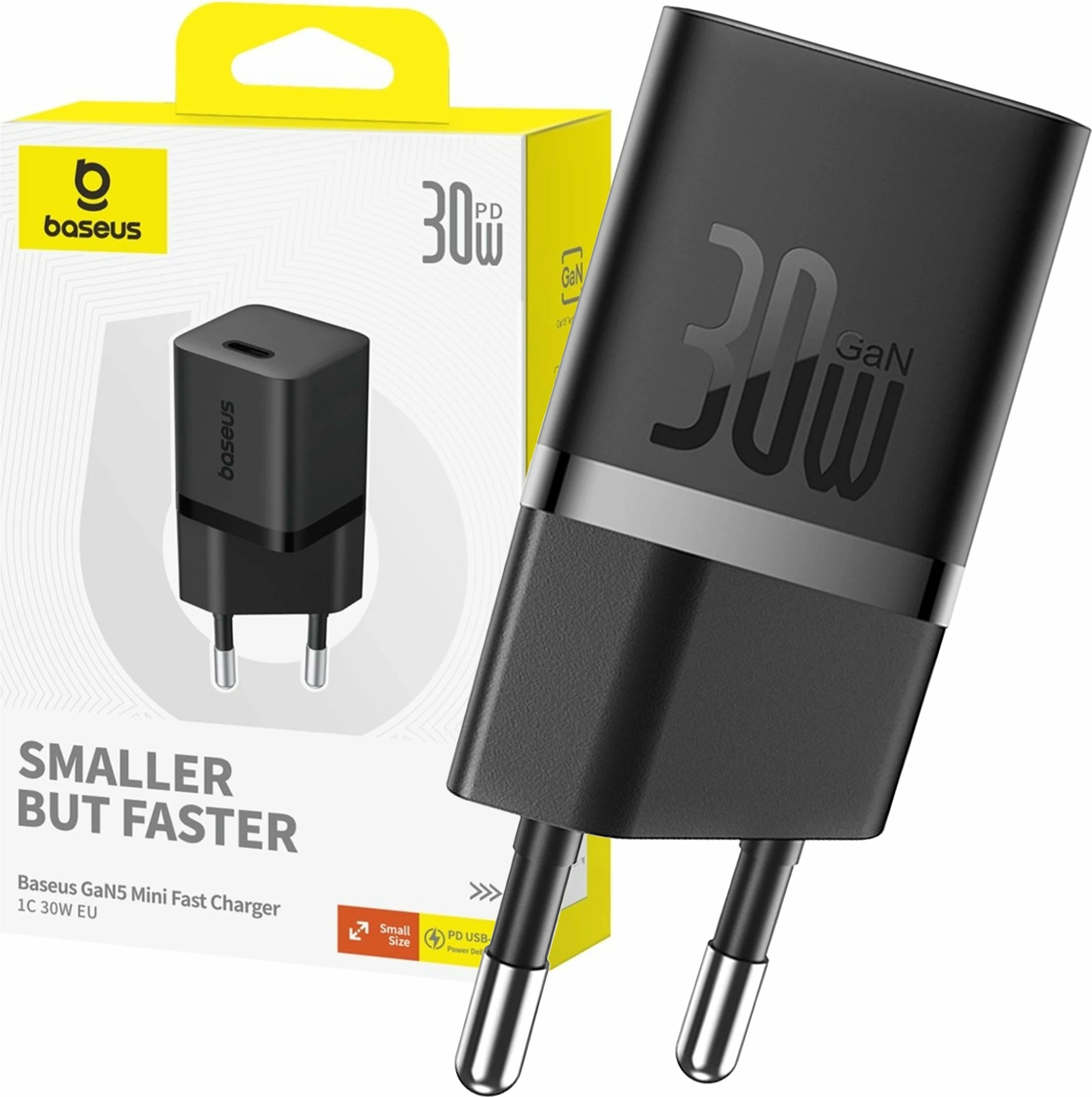 Karikues rrjeti Baseus GaN5 Mini Fast Charger 30W 1x USB-C 3A EU, i zi