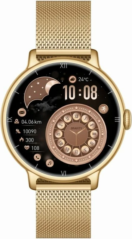Smartwatch për femra Gravity GT33-1, rrip i artë + rrip rozë