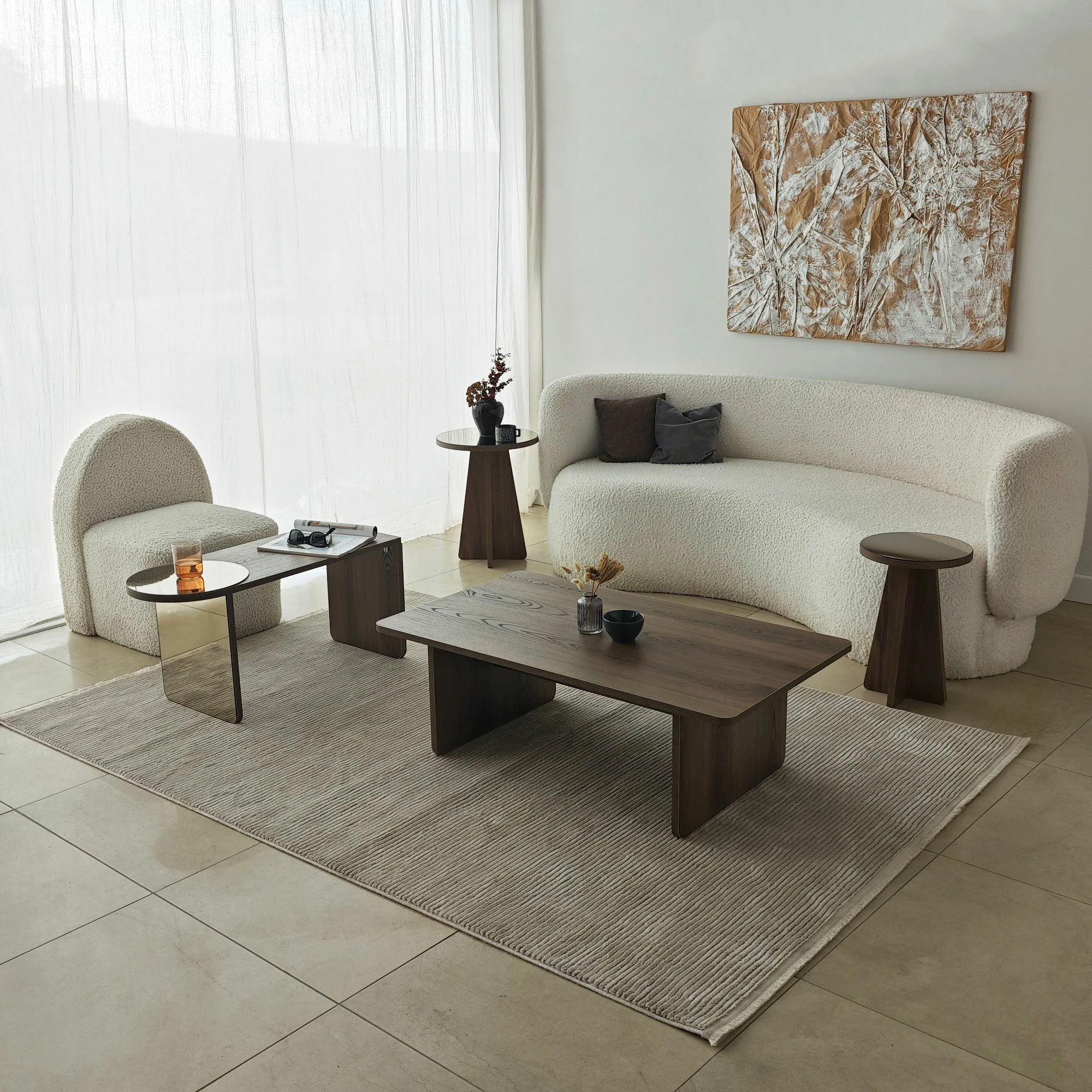 Set tavolinash kafeje Skye Decor, Luna 4, bronzie, walnut