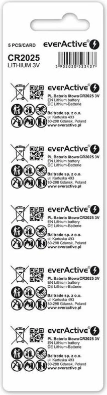 Bateri litiumi everActive CR2025, 5 copë