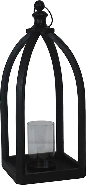 Qiri mbajtëse NIZAR, dru dhe xham, e zezë, 20x20x50cm