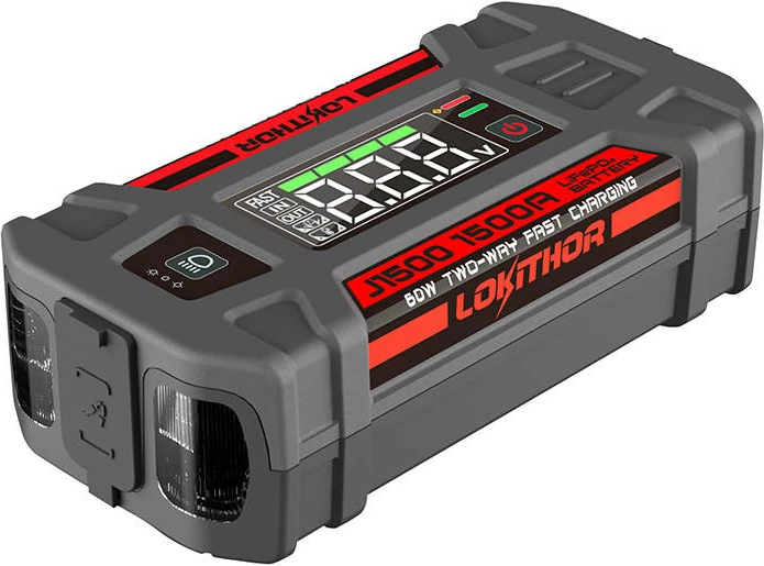 Jump starter Lokithor J1500, powerbank 12000mAh, dritë LED, 1000A, 12V, i zi