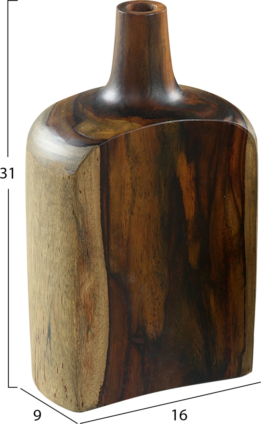 Shishe dekorative 3 copë, dru tik, ngjyrë arre, FH7716