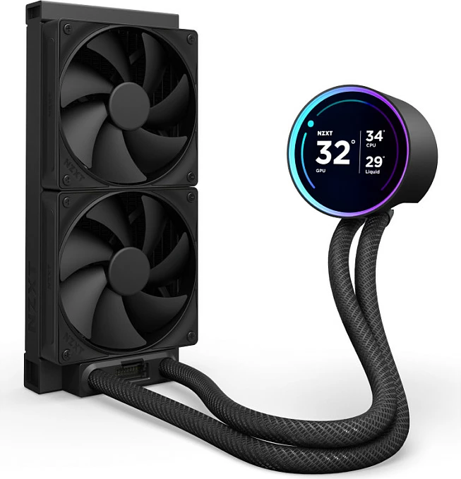 Ftohës uji AIO NZXT Kraken Elite V2 240, LCD Display, 2x120mm PWM, i zi