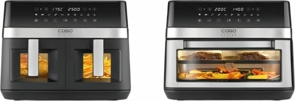 Fritezë me ajër të nxehtë CASO AirFry DuoChef 3186, 14 L, 2200 W, 2-in-1 furrë, e zezë/argjendtë