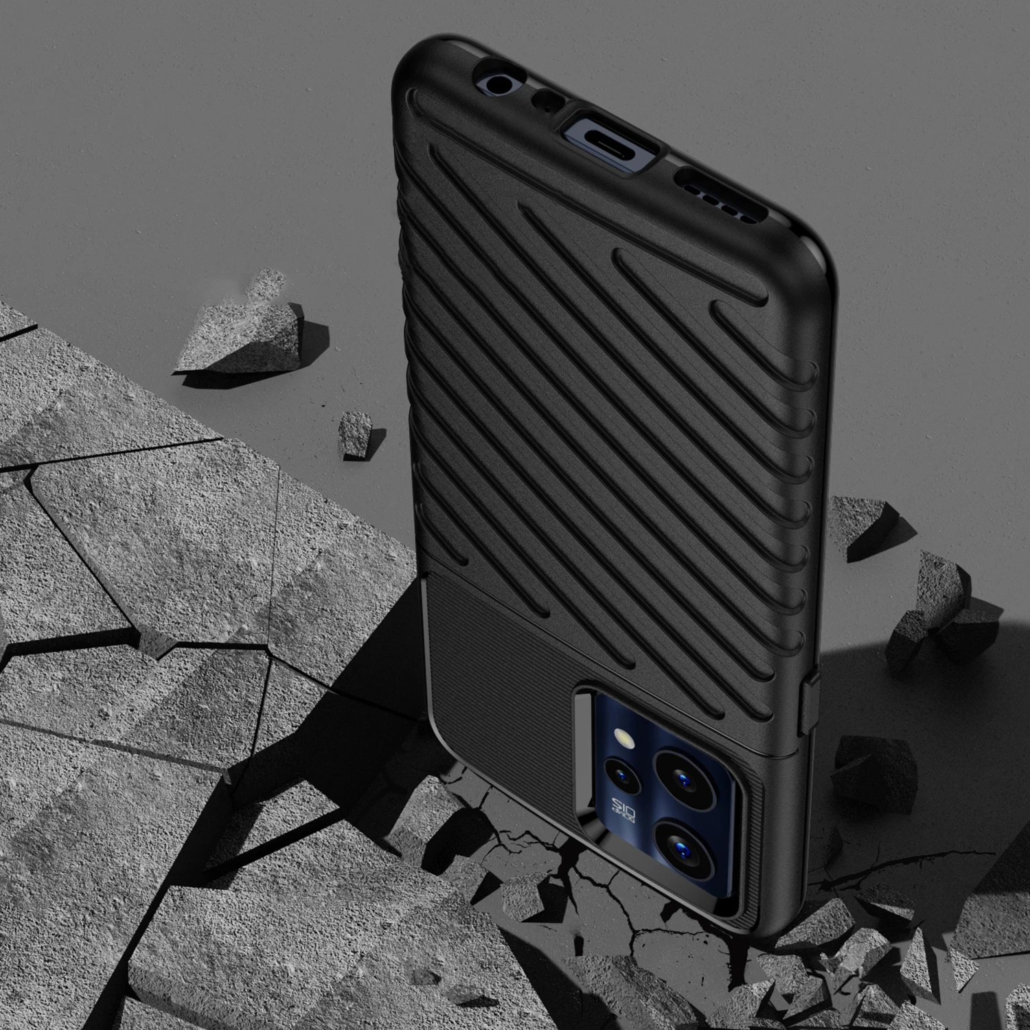 Mbështjellës Hurtel Thunder Case për Realme 9 Pro+, i zi