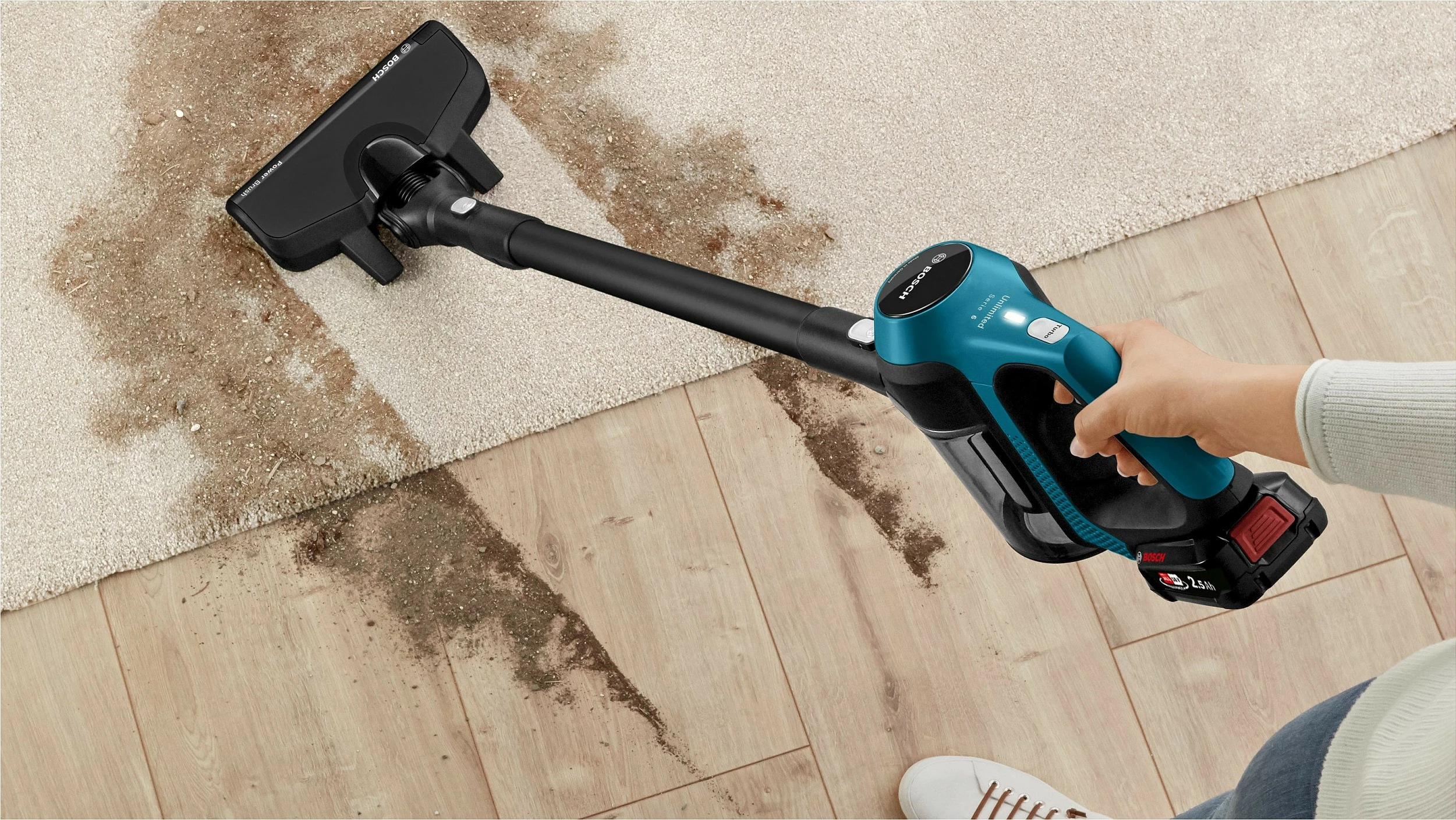 Fshesë me korrent Bosch Unlimited 6 BBS611LAG, 18V 2.5Ah, 2-në-1, Blu