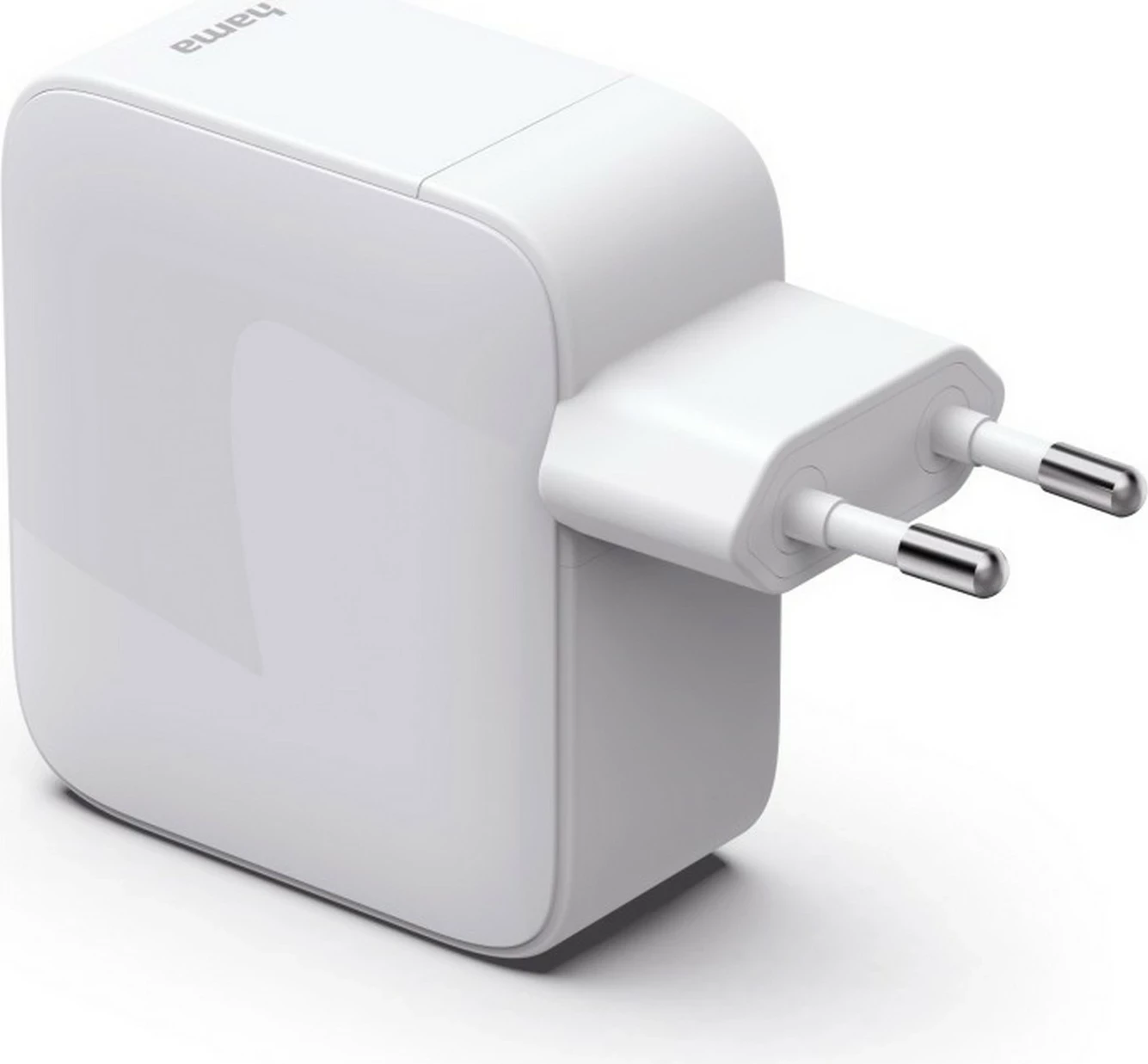 Karikues rrjeti Hama GaN 30W, 2x USB-C, kabllo e tërheqshme, i bardhë