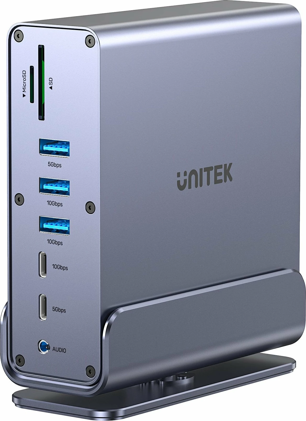 Stacion docking Unitek D1135AGY01 DisplayLink Triple 4K USB-C/Thunderbolt, 100W PD, silver