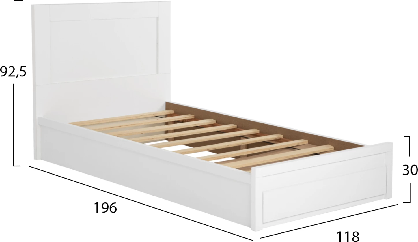 Krevat MELANY FH323.05 me 1 sirtar, ngjyrë e bardhë, 110x190 cm