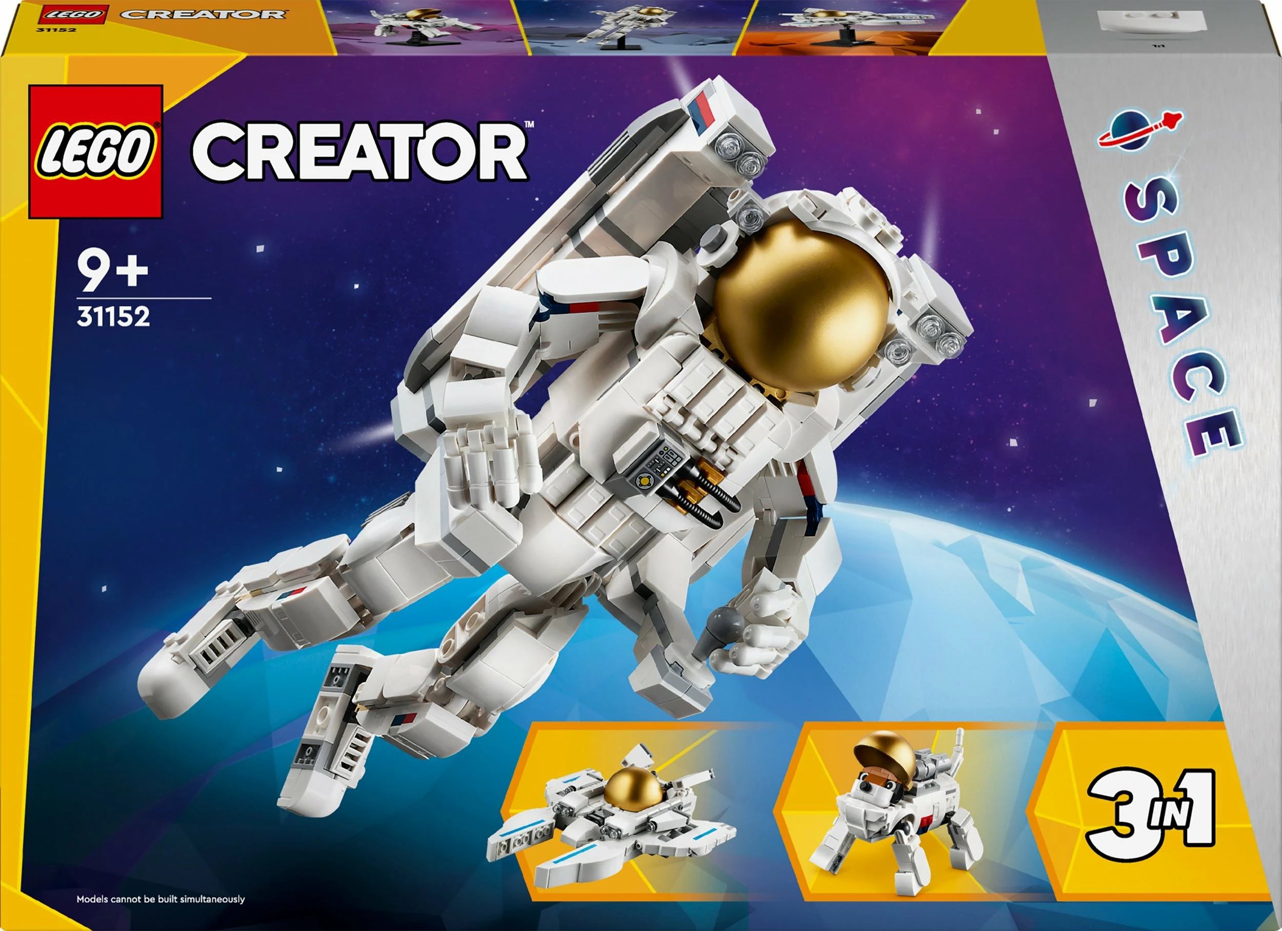 Set ndërtimi LEGO Creator Astronaut 31152, 3-në-1, 647 copë, bardhë/ari