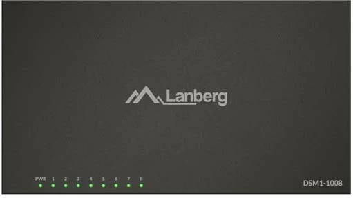 Switch Lanberg DSM1-1008 8x Gigabit unmanaged desktop 12V kasë metalike, e zezë