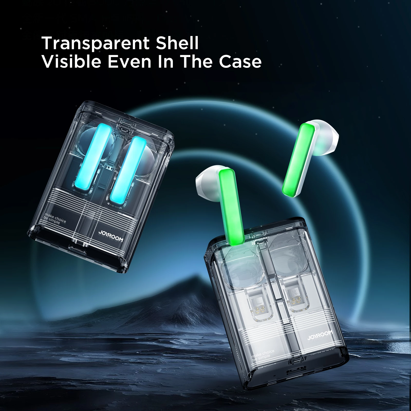 Kufje wireless TWS Joyroom JR-TC1 IceLens Series, Bluetooth 5.3, me ndriçim LED, të bardha
