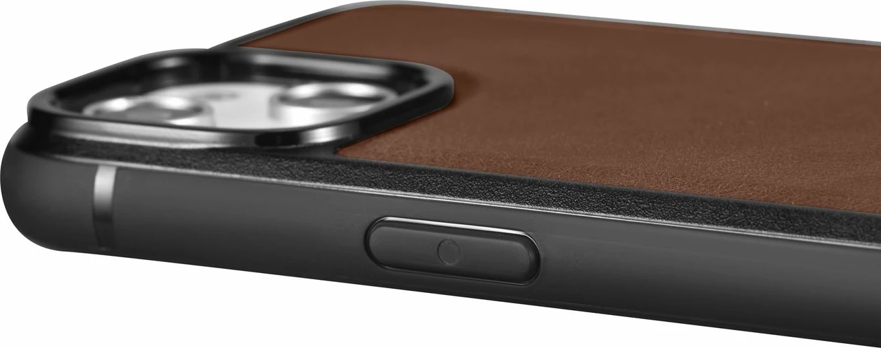 Mbështjellës lëkure iCarer për iPhone 14 Plus, MagSafe, Kafe