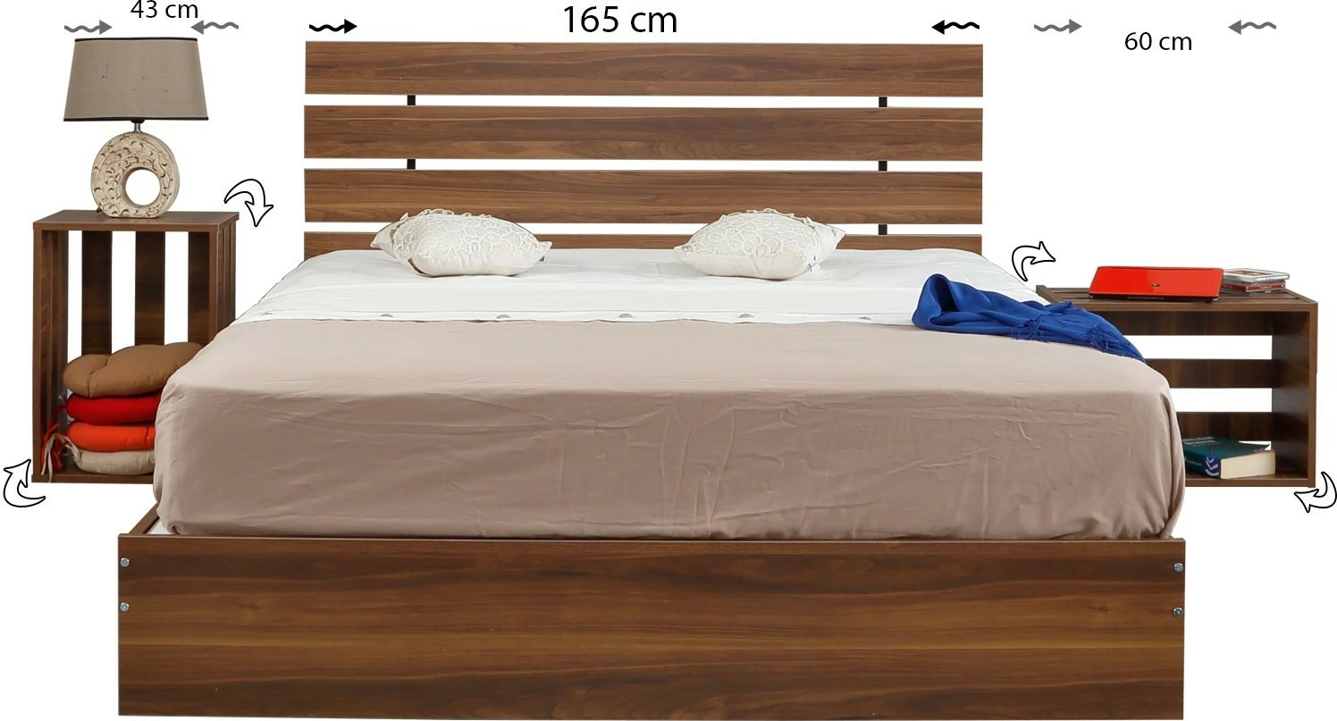 Krevat dopio Fuga, ngjyrë arre, 160