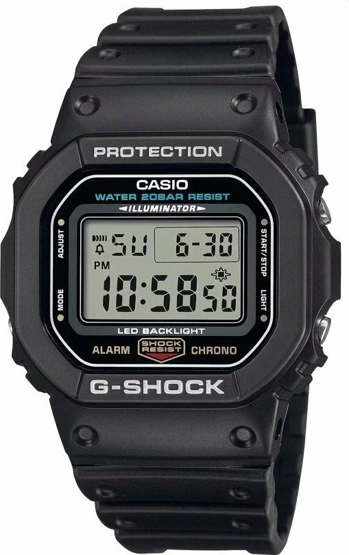 Orë dore Casio G-SHOCK DW-5600UE-1ER digjitale, WR200, e zezë, me kuti