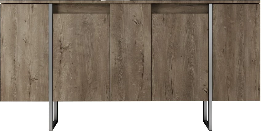 Konsol Skye Decor, ngjyrë arre, këmbë metalike argjendi, Luxe