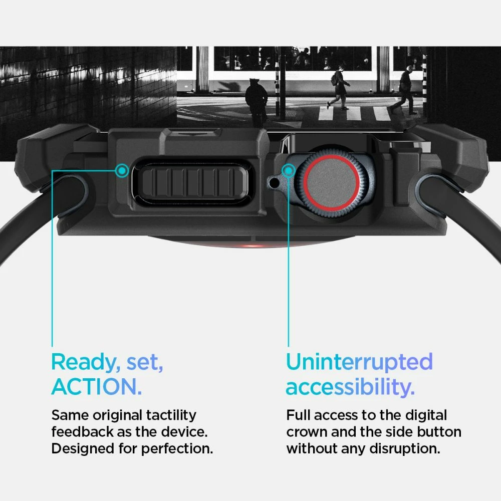 Mbështjellës Spigen Rugged Armor për Apple Watch 10, 46mm, i zi