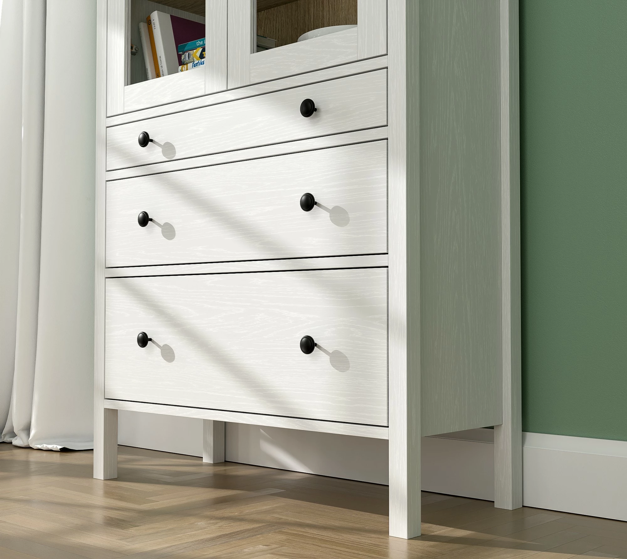 Raft librash Hanah Home, FRN-20069, ngjyrë druri dhe e bardhë