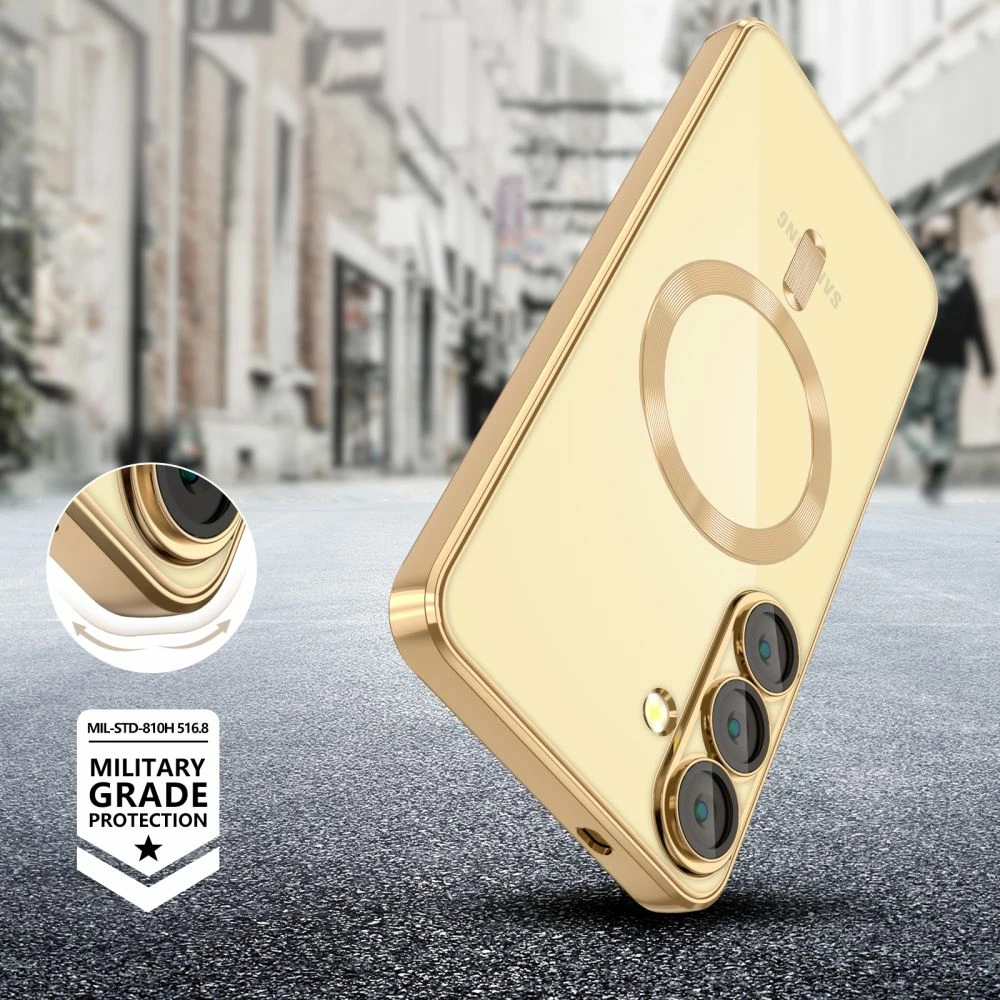 Mbështjellës Tech-Protect MagFlex për Samsung Galaxy S25+, MagSafe, Transparent Gold