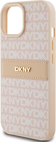 Mbështjellës DKNY Mono Stripe & Metal Logo për iPhone 15 Plus / 14 Plus, Rozë