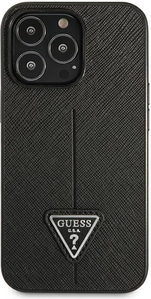 Mbështjellës Guess SaffianoTriangle Logo për iPhone 14 Pro 6.1", i zi, hardcase