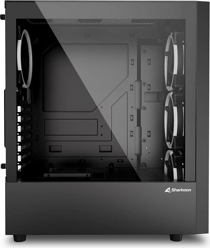 Kasë Sharkoon RGB Wave, ATX/micro ATX/Mini-ITX, 3x120mm RGB fan, xham i temperuar, e zezë