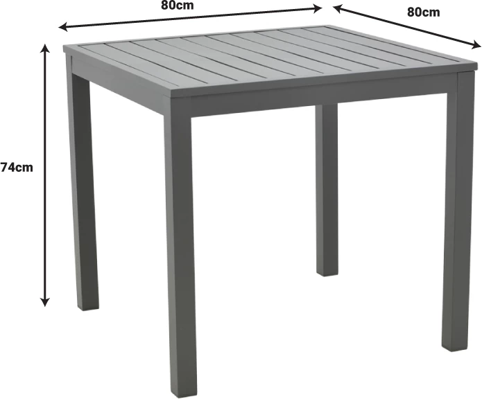 Set tavoline me dy karrige Kliton-Naoki, alumin dhe metal, anthracite e zezë, 80x80x74cm