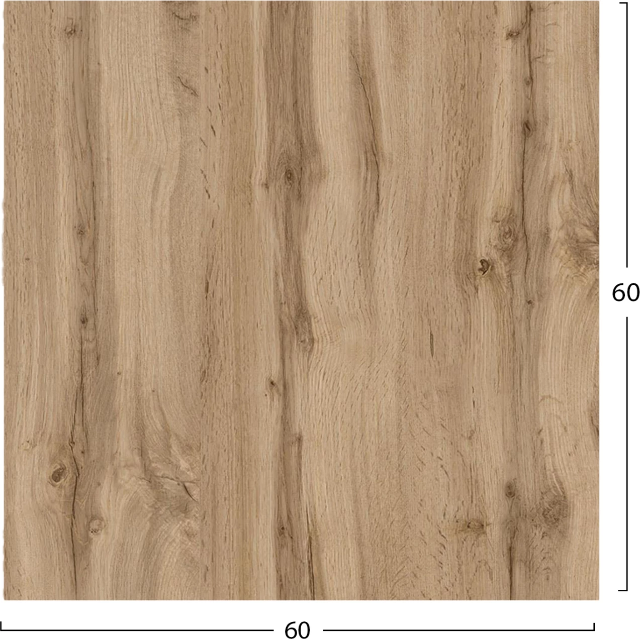 Sipërfaqe tavoline katrore HPL, ngjyrë Sonama Oak, 60x60cm, set prej 2 copë