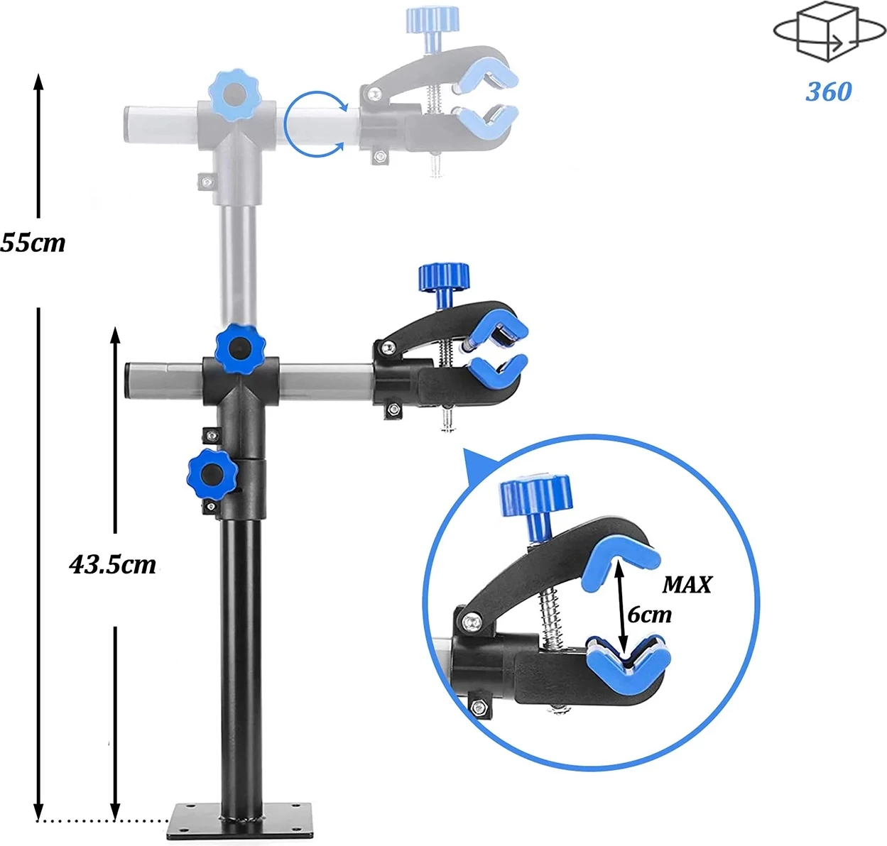 Qëndrim shërbimi për biçikletë Rockbros MP-01, tavolinor/mur, çelik karboni, i zi