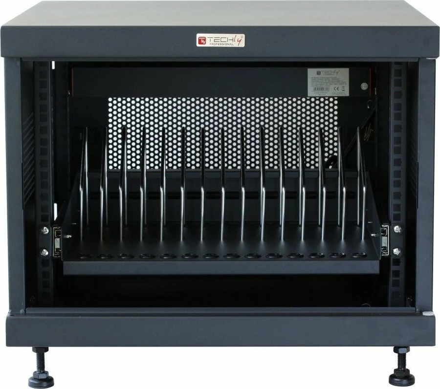 Kabinet karikimi Techly I-CABINET-14DTYDE (PN 367652), 14 slote, 16 prizë AC, i zi