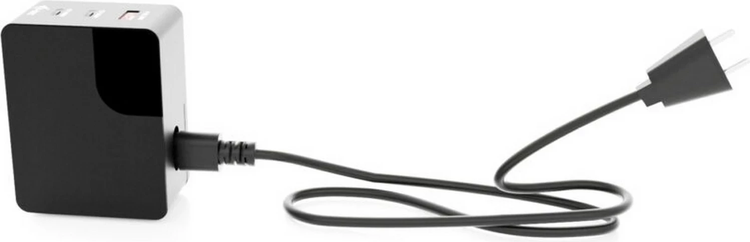 Karikues rrjeti i-tec 100W GaN, 2x USB-C, 1x USB-A, me LCD, 150 cm, i zi