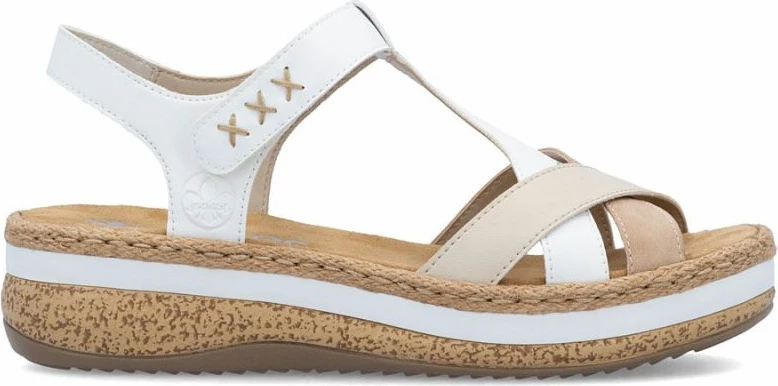 Sandale platforme femra Rieker V0919-80, të bardha