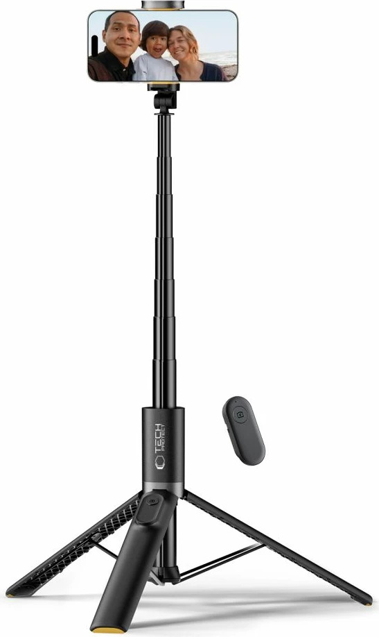 Selfie stick me tripod Tech-Protect L08S me telekomandë Bluetooth, deri 141cm, e zezë