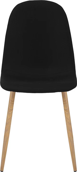 Karrige ngrënieje Bella, set prej 4 copësh, stof i zi, këmbë metalike natyrale, 43.5x52x89cm