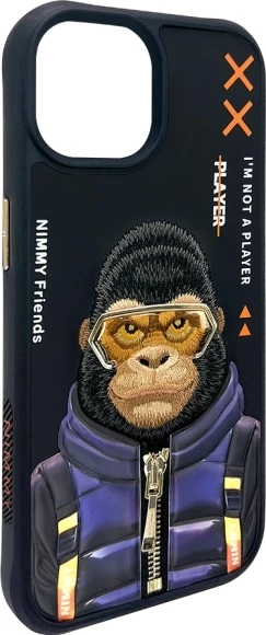 Mbështjellës Nimmy Cool&Cute 2.0 Monkey për iPhone 15 6.1", hardcase, TPU/PC, i zi
