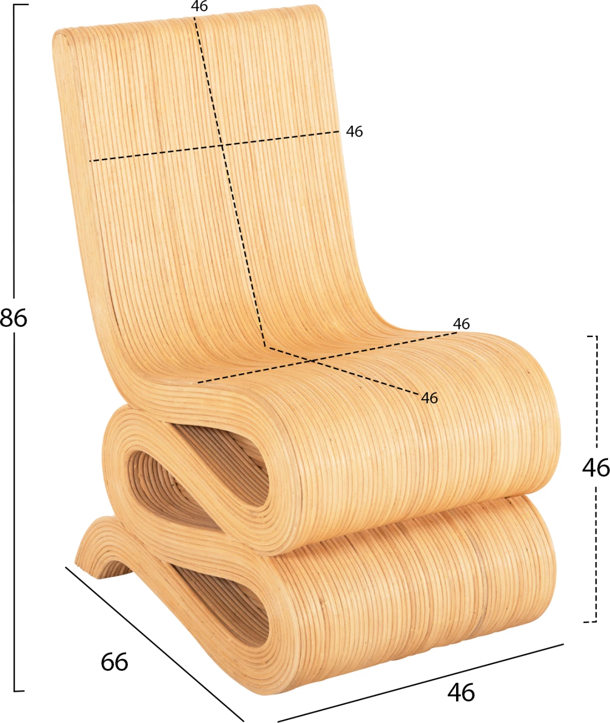Karrige relaksuese CURVY LOUNGE2 FH9885, ratan natyral, 46x66x86H cm