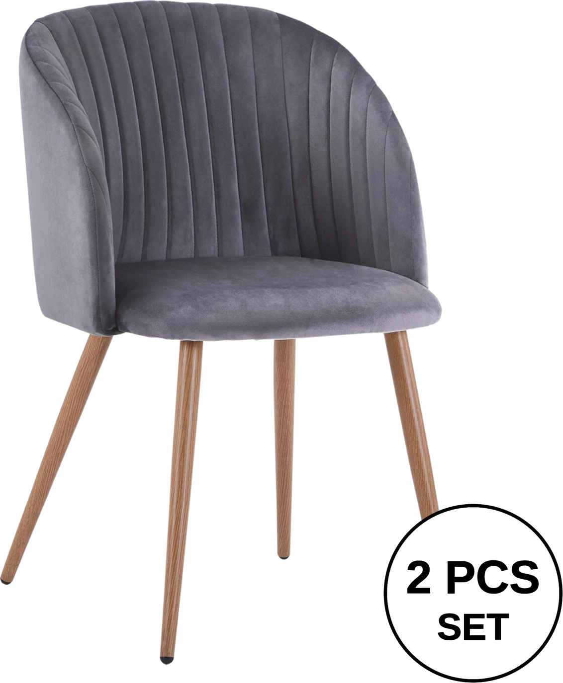 Karrige Leah me kadife gri dhe këmbë metalike FH8543.01 51x58x80 cm, set prej 2 copë