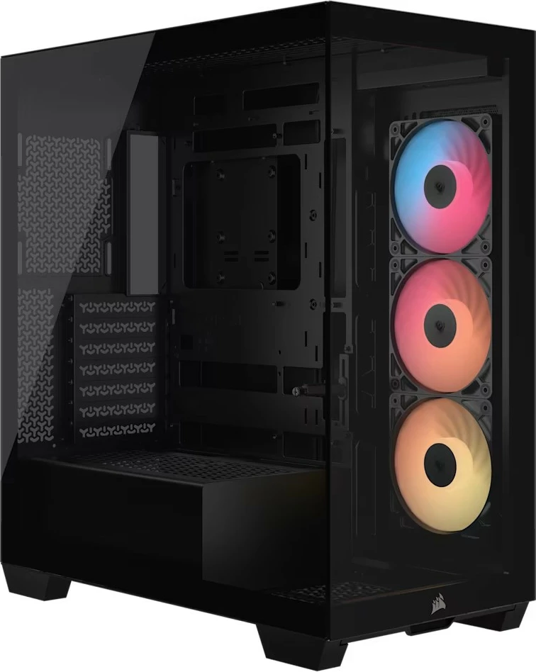 Kasë Corsair 3500X RSR ARGB Mid-Tower CC-9011322-WW ATX/E-ATX me 3 fana 120mm ARGB xhami i temperuar USB-C, e zezë