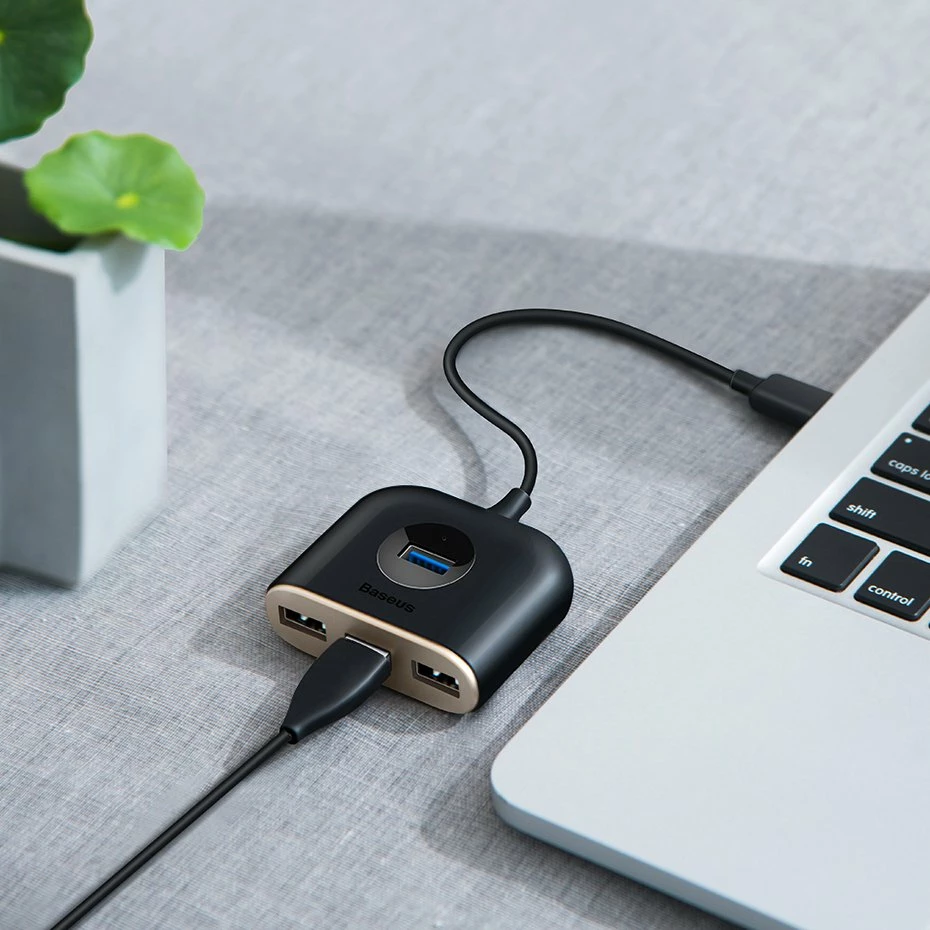 HUB Baseus Square CAHUB-AY01, 4 porte USB-A, 1m, e zezë