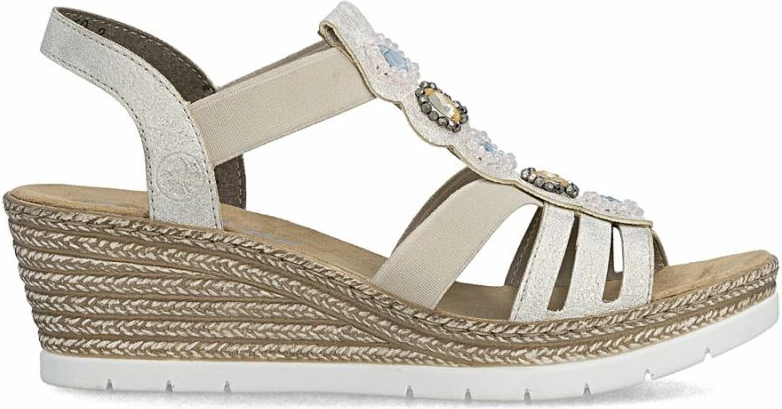 Sandale espadrille për femra Rieker 619B2-60, bezhë
