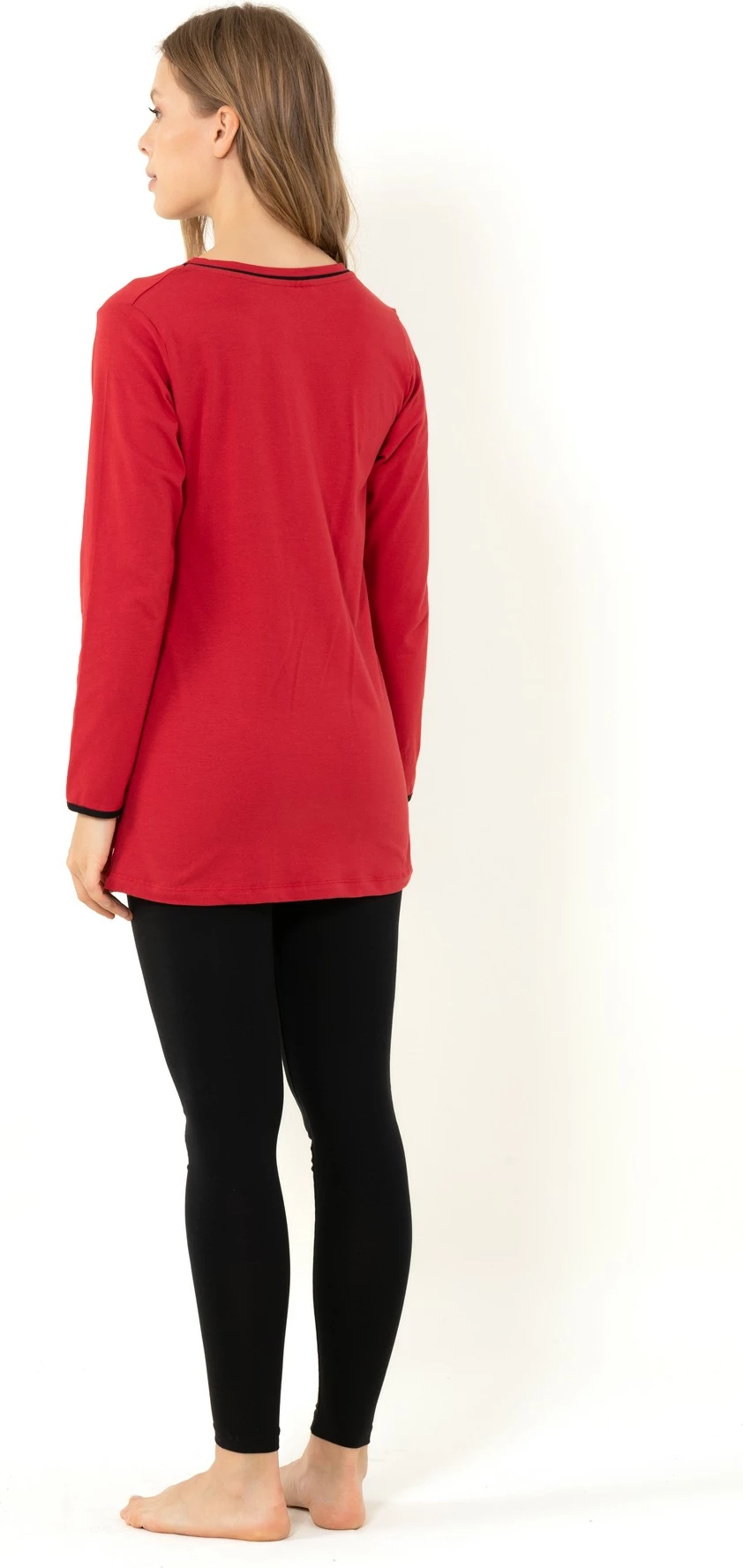 Set pizhamash për gra, ngjyrë e kuqe Claret, Jumeon, 002-000254